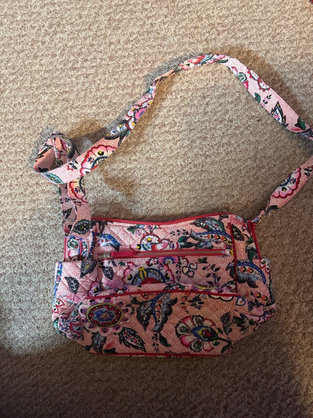 Vera Bradley Pink Floral Quilted Crossbody Shoulder Bag